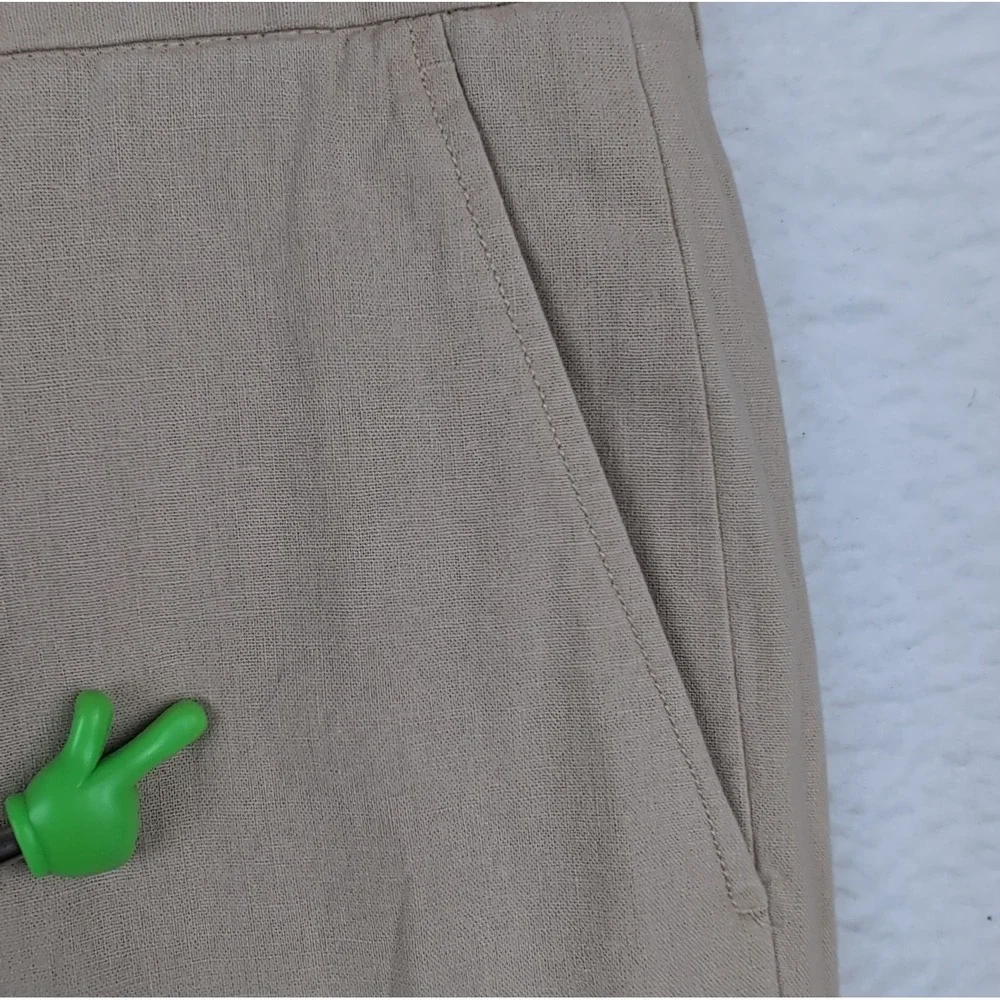 J‎ Crew Linen Blend Chino Pants Men's 33x30 Khaki Flat Front Straight Leg